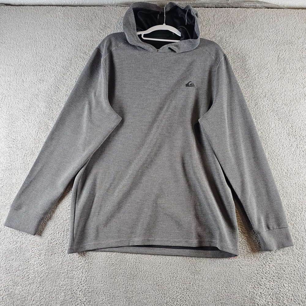 Quiksilver DryFlight Hoodie Mens Large Grey Waffle Knit Performance Pullover